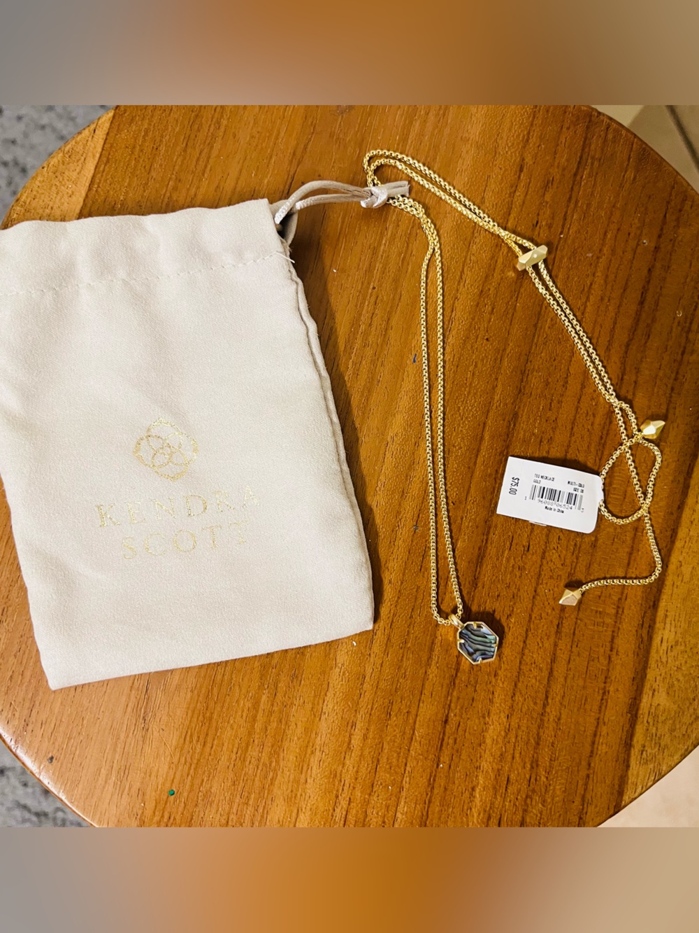 Kendra Scott Gold Adjustable Slider Necklace with Signature Pendant